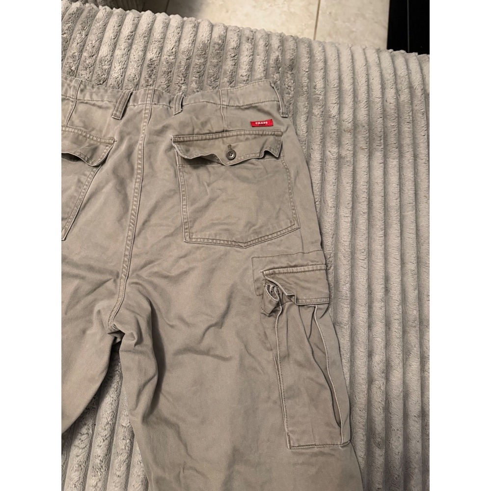 Chaps Mens Khaki Tan Cotton Cargo Pants Straight Leg 32x32 Utility Workwear - Picture 5 of 7